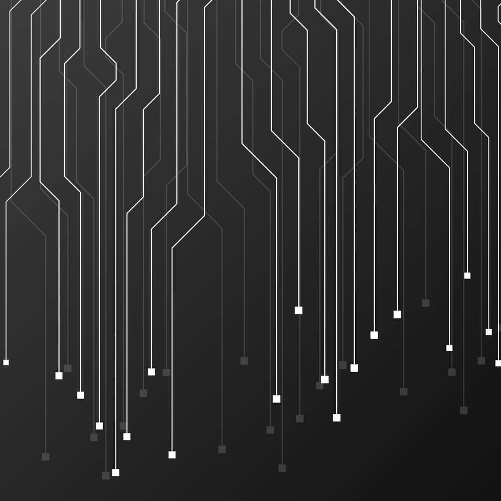Circuit 桌布 壁紙 — 抽象數碼電路線條在深色漸變背景上垂直層疊，帶有發光的白色節點。