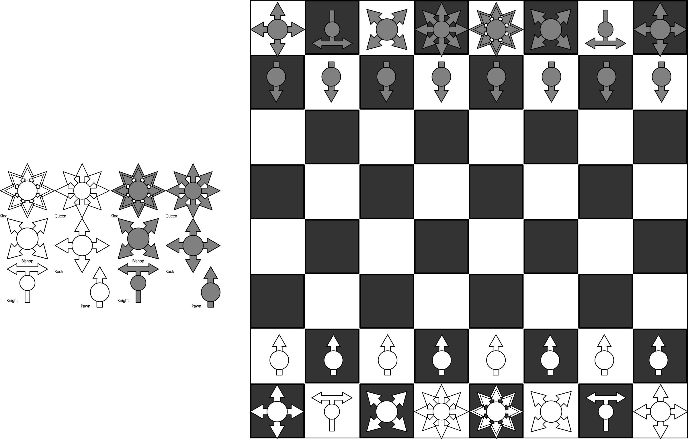 抽象棋子佈局 壁紙 — 一個風格化的棋盤，在方格網格上帶有單色抽象幾何棋子。