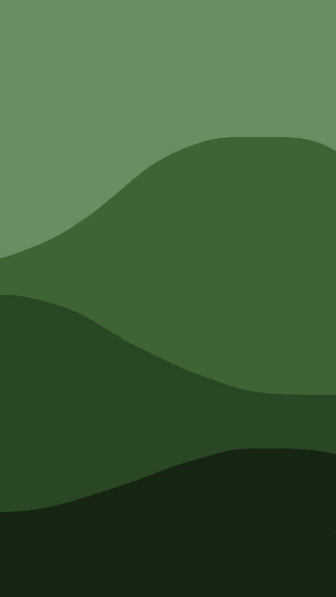 Green Minimalistic 桌布 壁紙 — 抽象極簡風格牆紙，流動的綠色漸變宛如風格化的山丘或波浪。