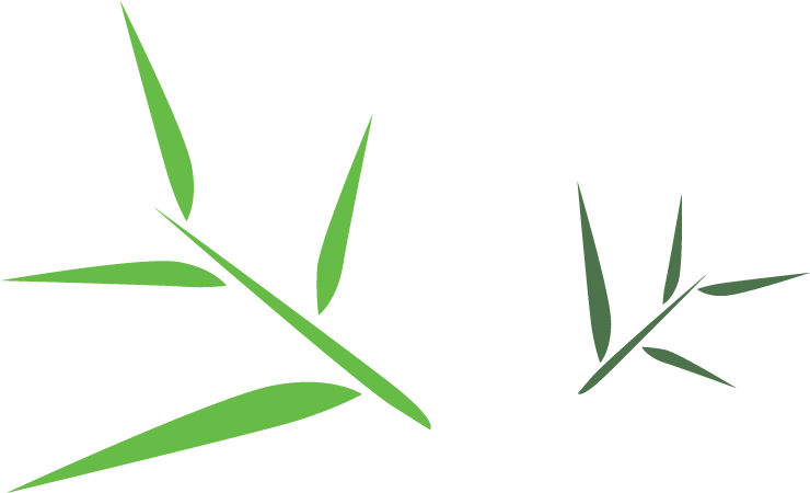 抽象竹葉向量圖 壁紙 — 風格化的綠色竹葉在純黑色背景上漂浮，呈現極簡向量設計。
