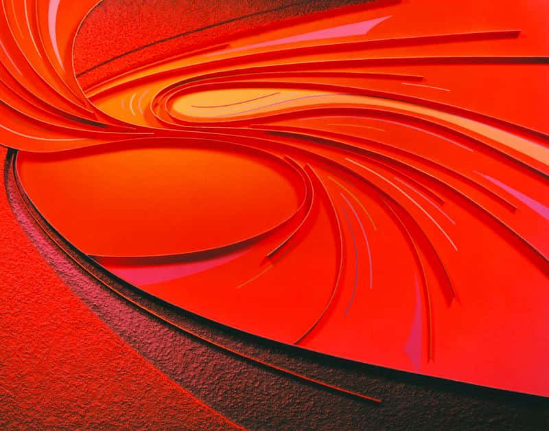 抽象紅色漩渦藝術 壁紙 — 紅色、橙色和黑色的鮮豔抽象漩渦，在紋理表面上創造出動態流動的運動。