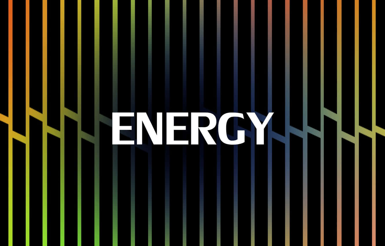 黑色背景上帶有彩色垂直條紋的粗體白色單詞 ENERGY。