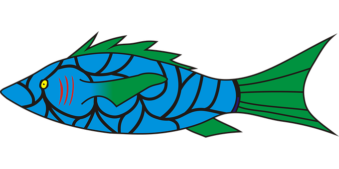 抽象藍色魚類插圖