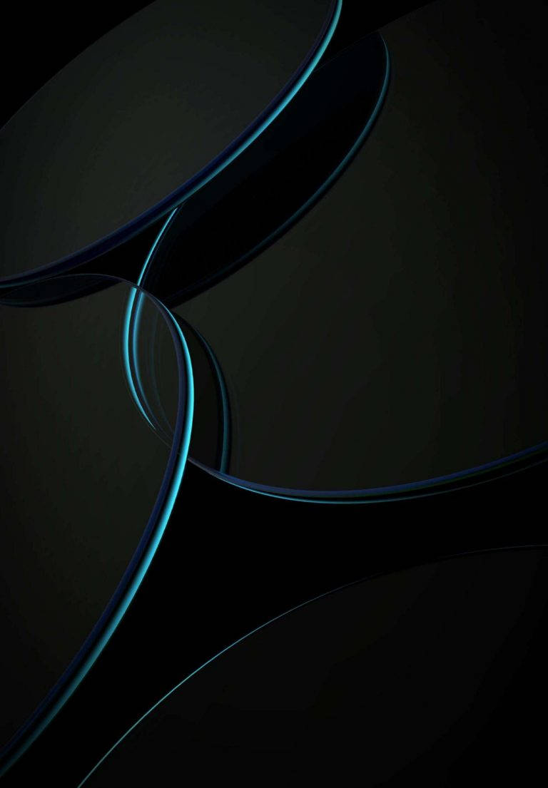 黑色背景上帶有發光藍色曲線的抽象數位藝術。