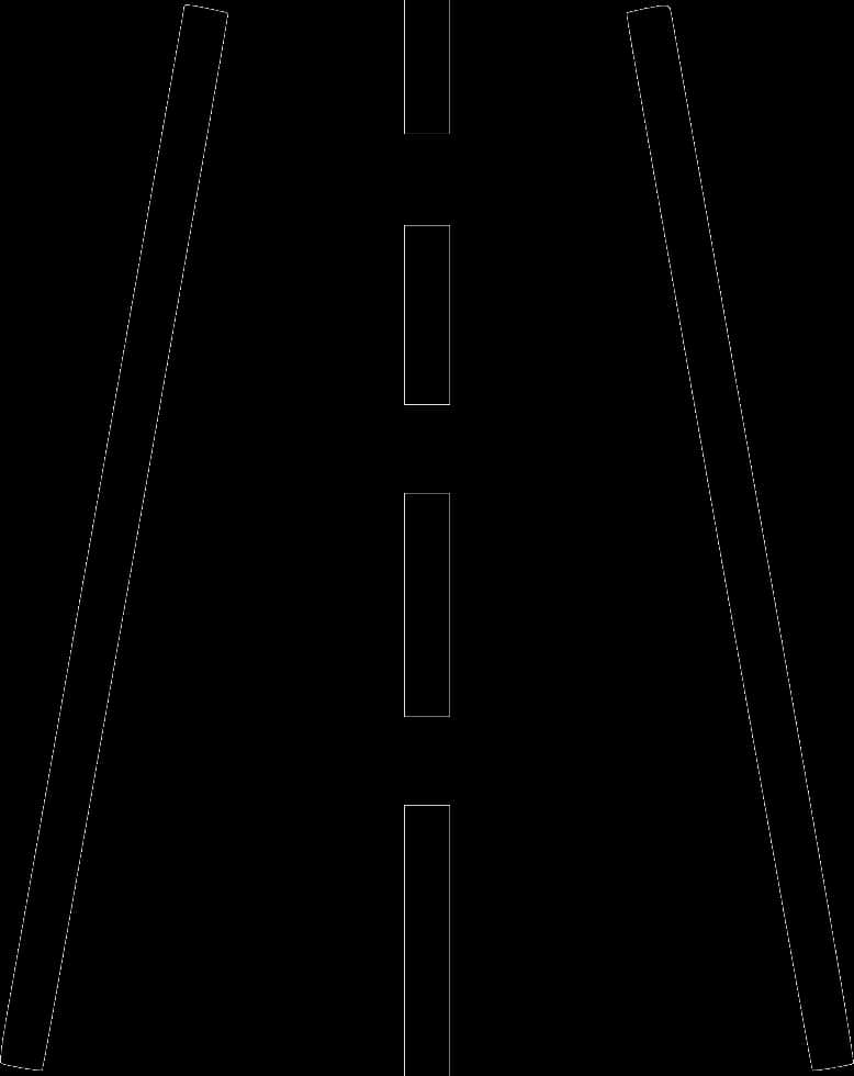 抽象道路黑色背景 壁紙 — 黑色背景上帶有虛線中線的道路的簡約白色線條畫。