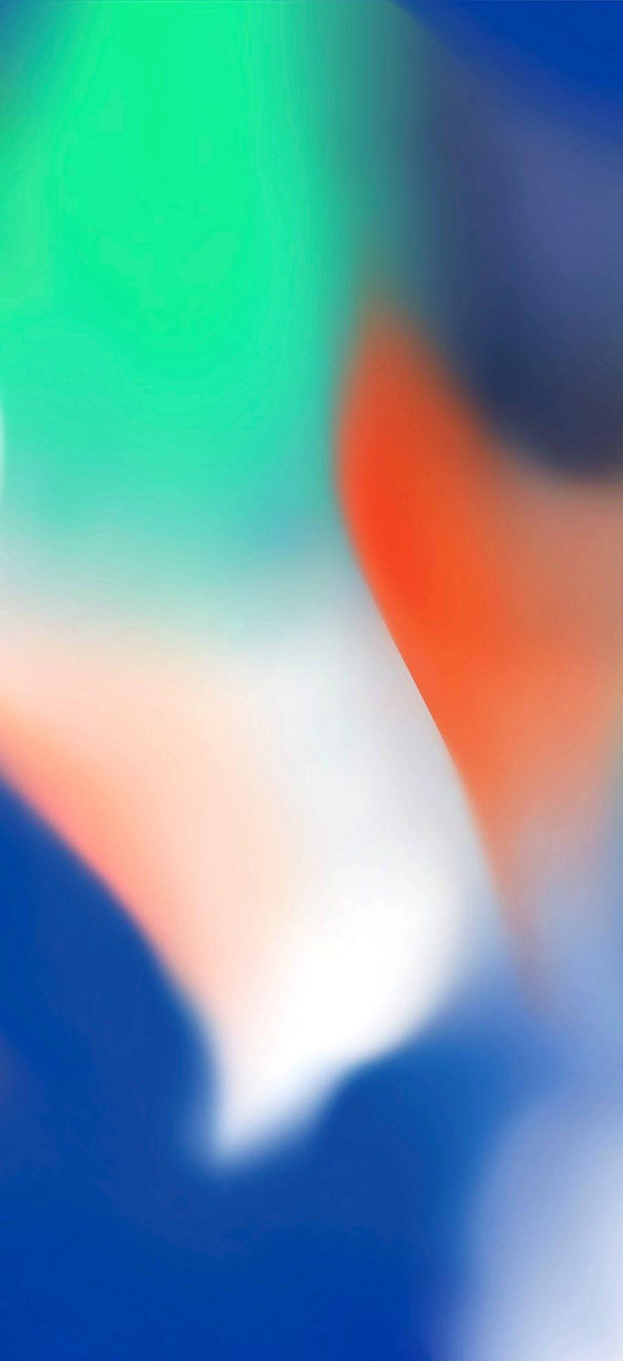 抽象霓虹色彩 iPhone 活動壁紙 壁紙 — 充滿活力的抽象模糊，綠色、藍色、橙色和白色在柔和的漸變中流動在一起。