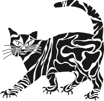 抽象黑貓插畫 壁紙