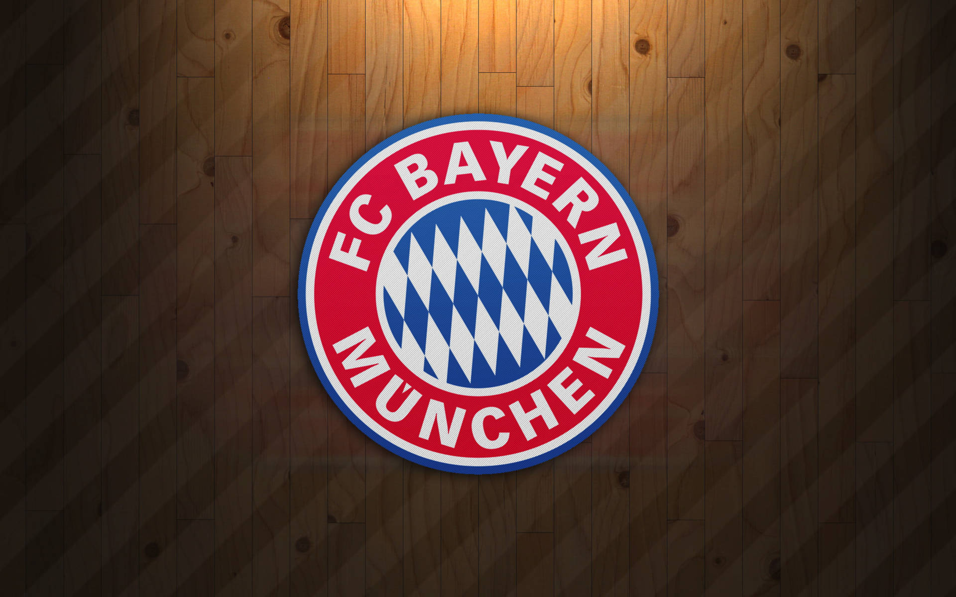 FC Bayern München 標誌在木牆上發光。