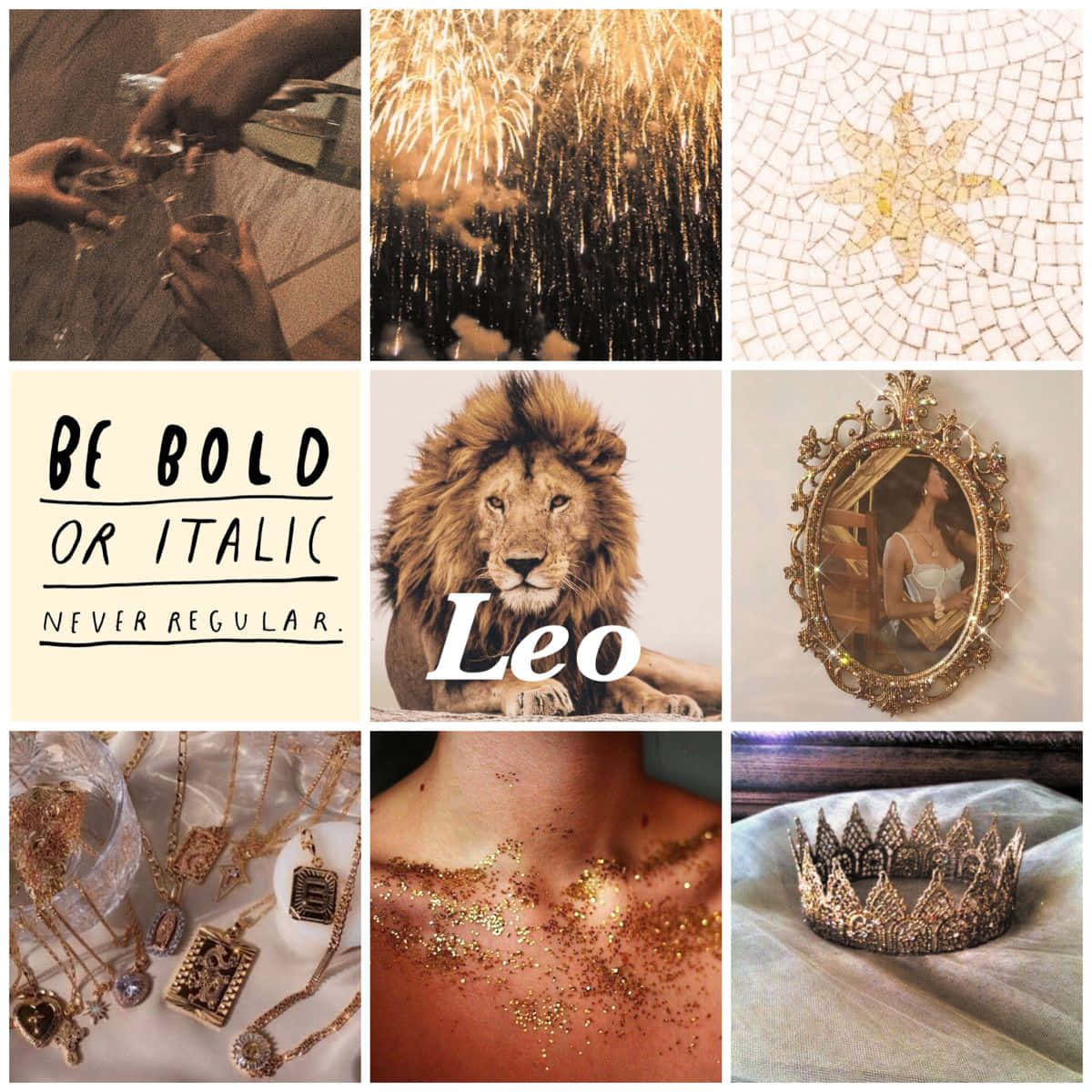 拼貼圖片集，帶有文字「be bold or italy leo」 壁紙