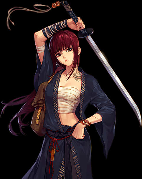 持劍的動漫武士少女 壁紙