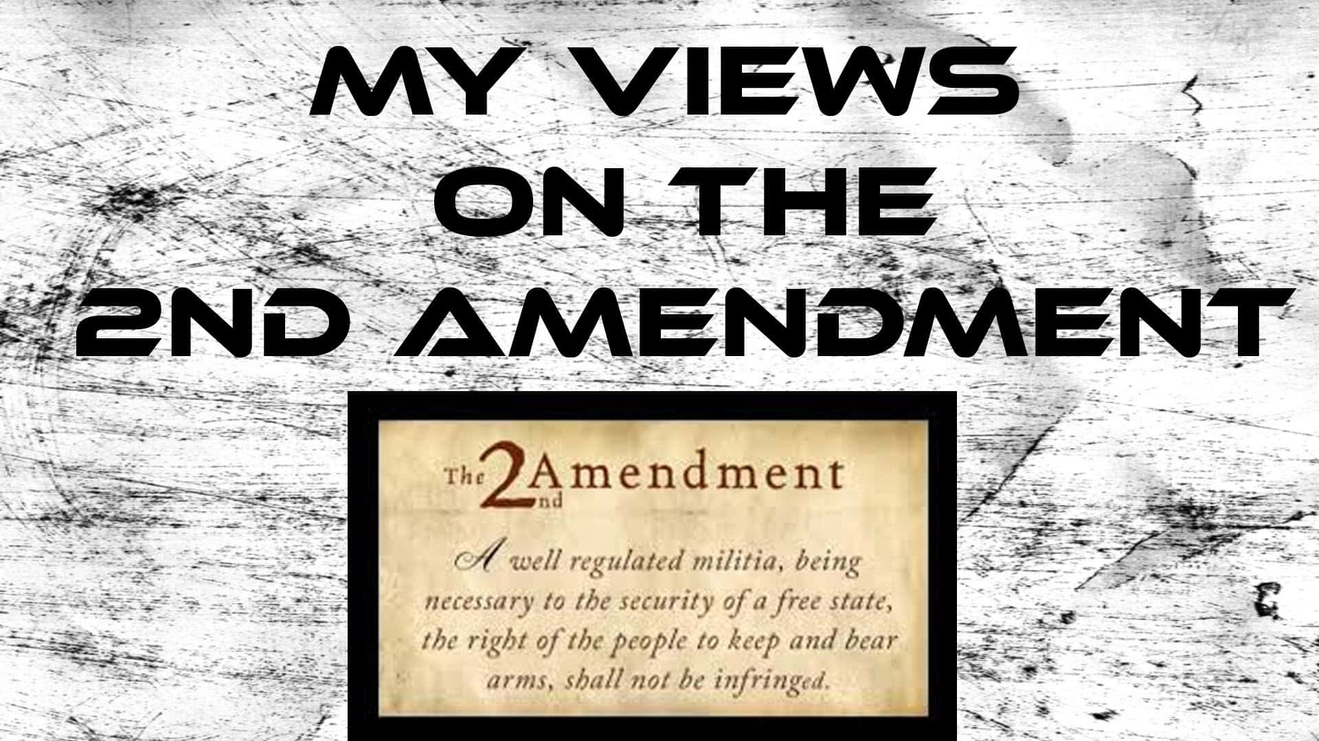 文字圖形寫著「MY VIEWS ON THE 2ND AMENDMENT」，修正案文字顯示在一個框架中。