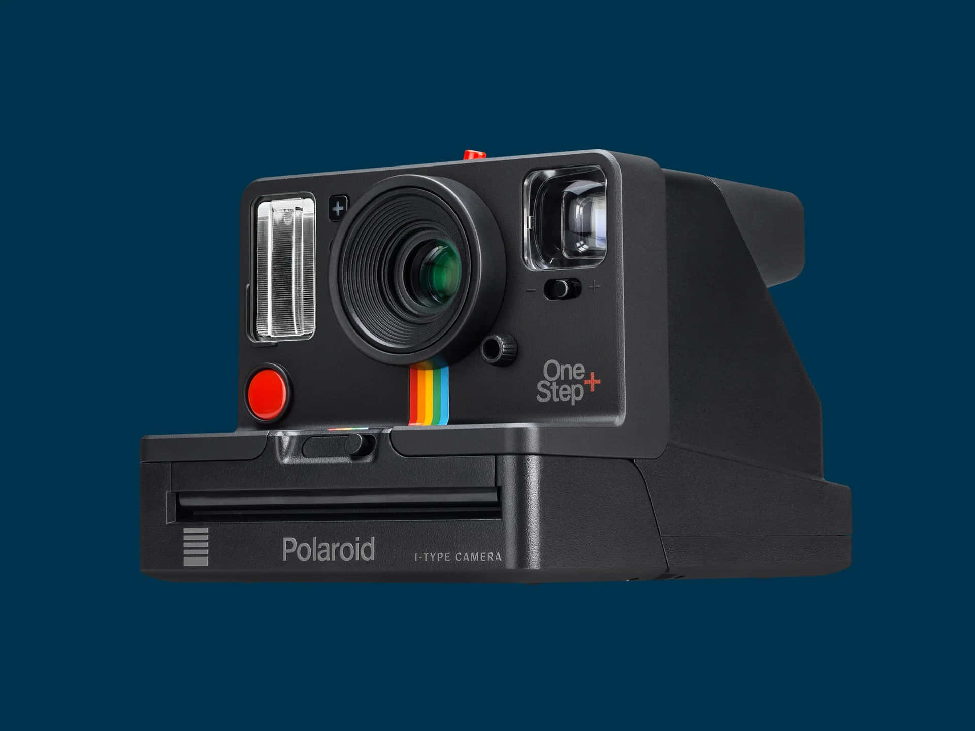 黑色Polaroid OneStep+即影即有相機在青色背景上