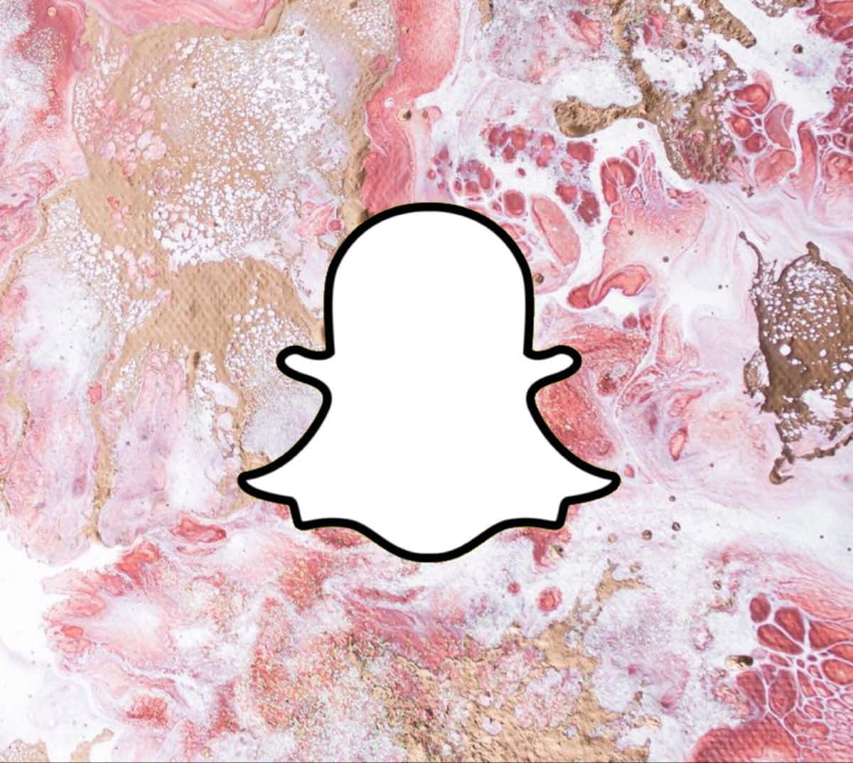 Snapchat鬼魂標誌在粉紅米白抽象大理石背景上