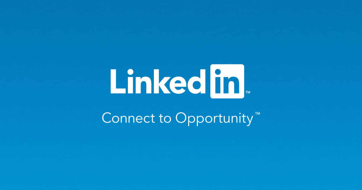 掌控你的職涯，並透過LinkedIn建立聯繫 壁紙 — 純藍色背景上的白色文字 LinkedIn 標誌，下方附有標語「Connect to Opportunity」。