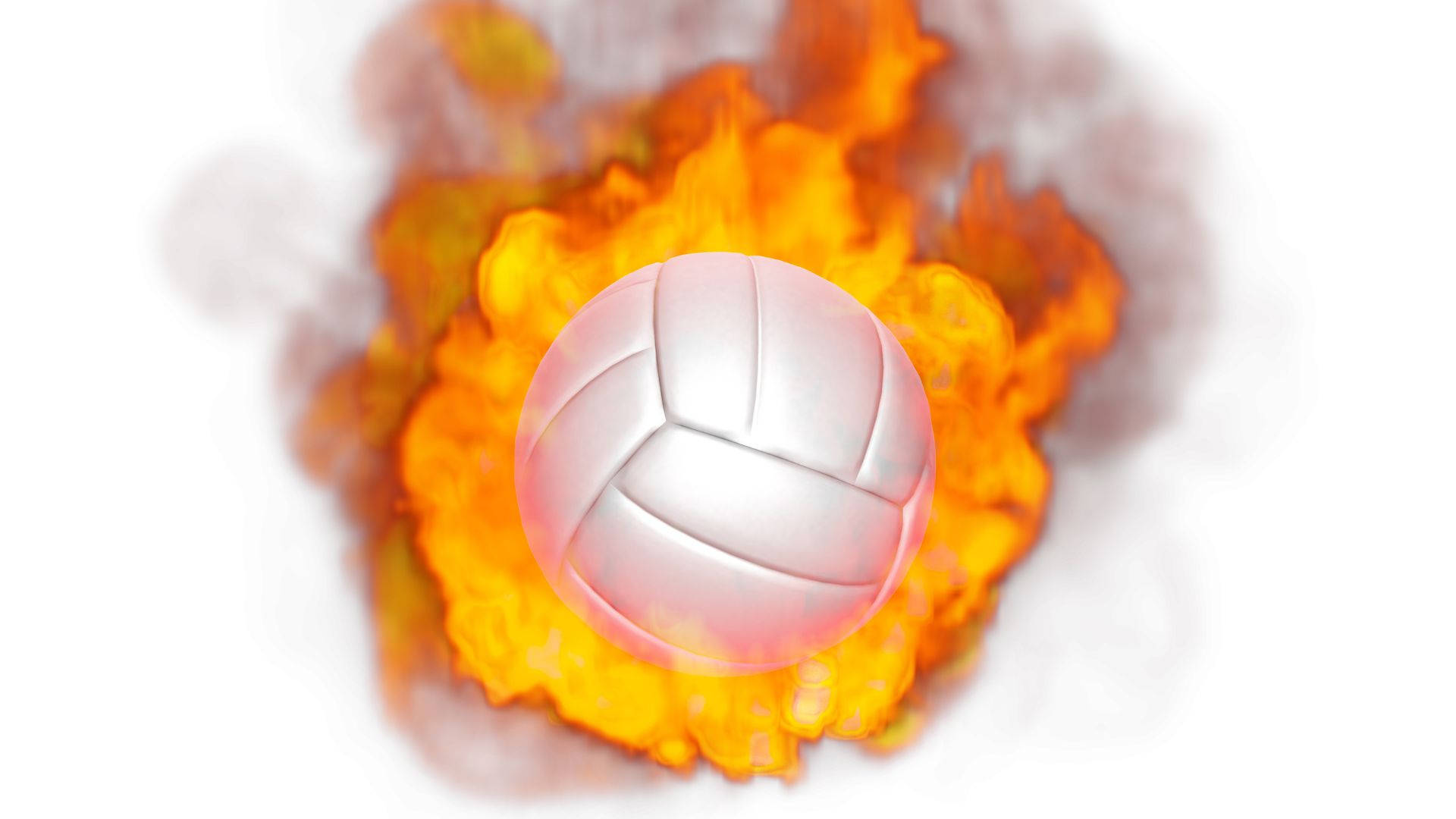 白色排球被明亮的橙色火焰包圍。
