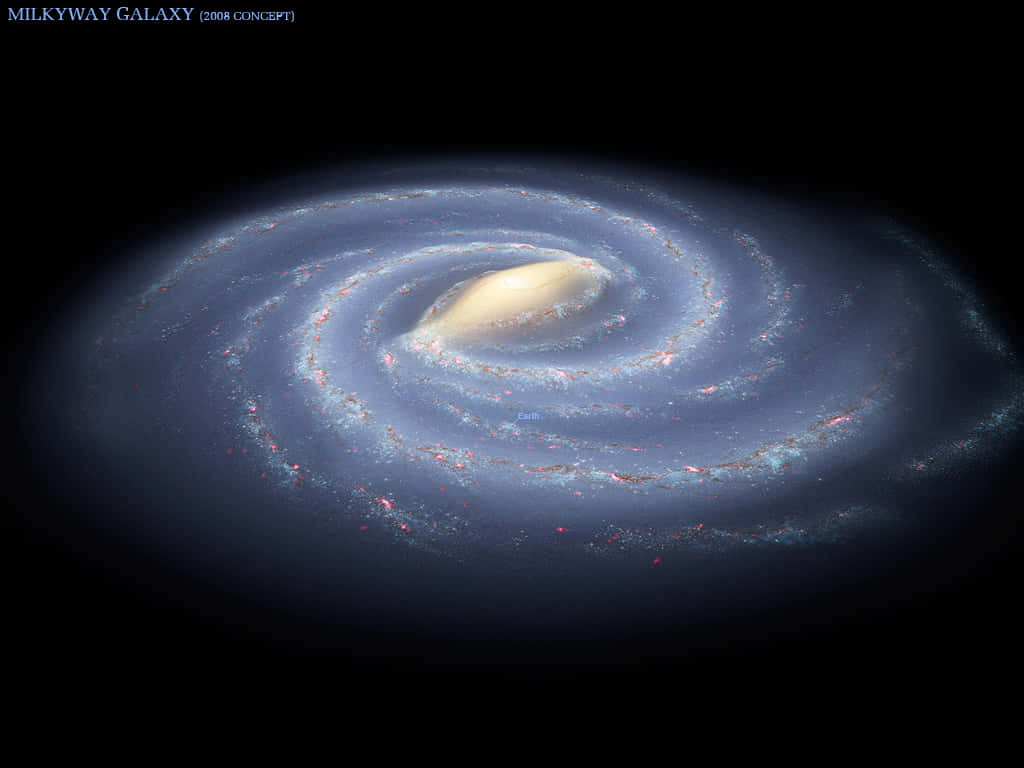 深空中帶有藍色旋臂和黃色核心的螺旋星系。