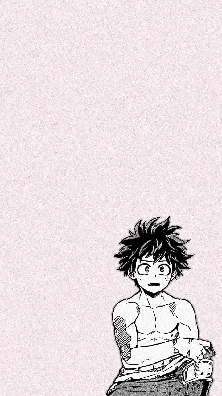 頭髮豎起嘅動漫男仔喺粉紅色背景前露出驚訝表情