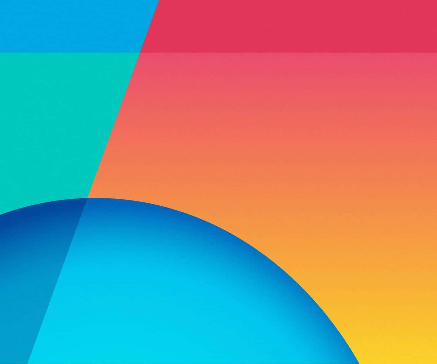探索Google Nexus的下一代產品——Nexus 5！ 壁紙 — 大膽的藍色、粉紅色和橙色色調中充滿活力的抽象幾何形狀，創造出動態的現代構圖。