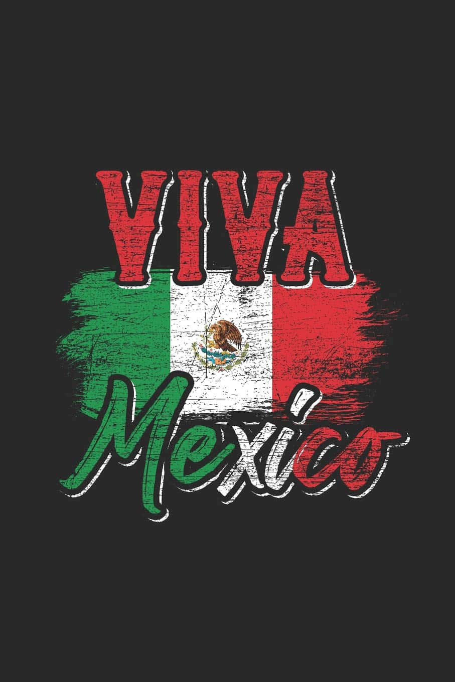 深色背景上帶有墨西哥國旗設計的Viva Mexico文字。