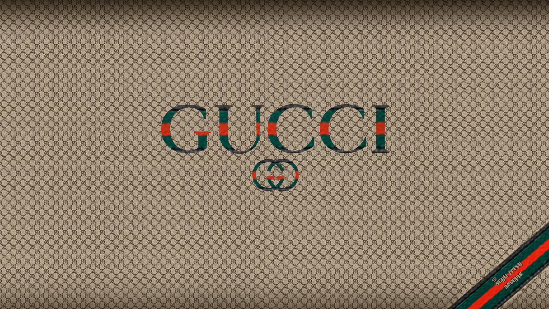 字母組合帆布上的 Gucci 標誌，角落有紅色綠色條紋。