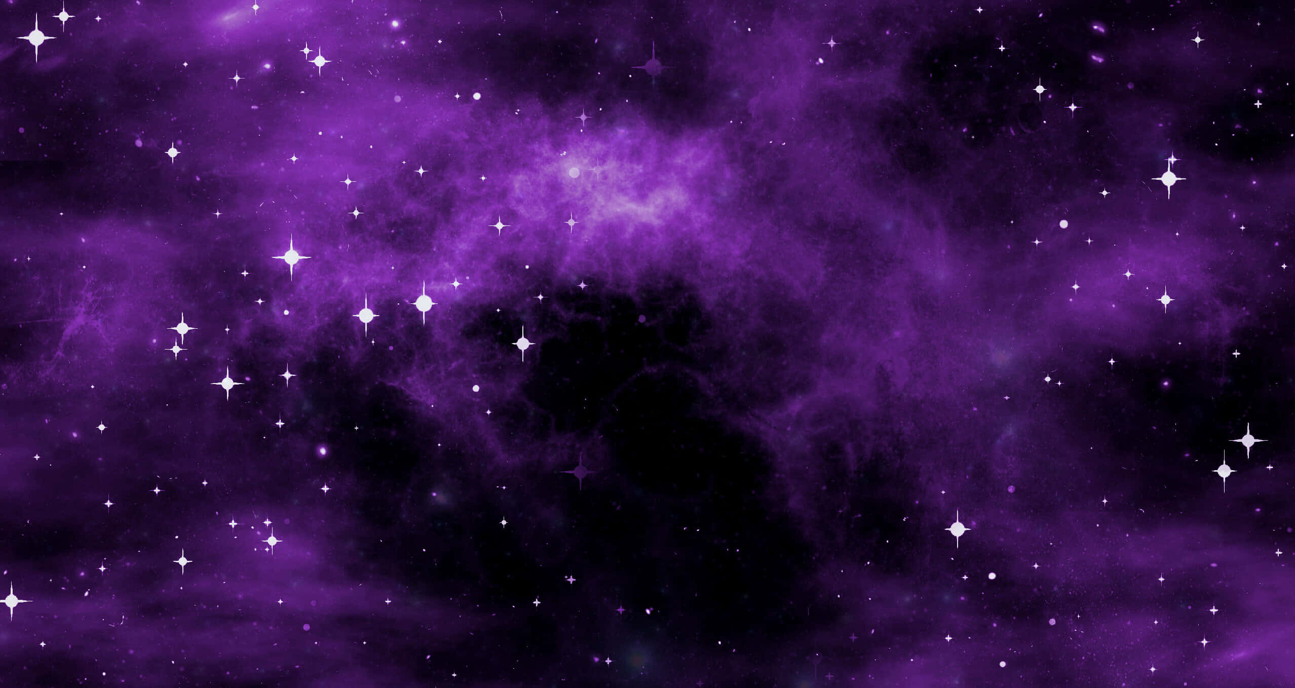 探索外太空的深處 壁紙 — 深空中充滿閃爍星星和旋轉宇宙塵埃的充滿活力的紫色星雲。