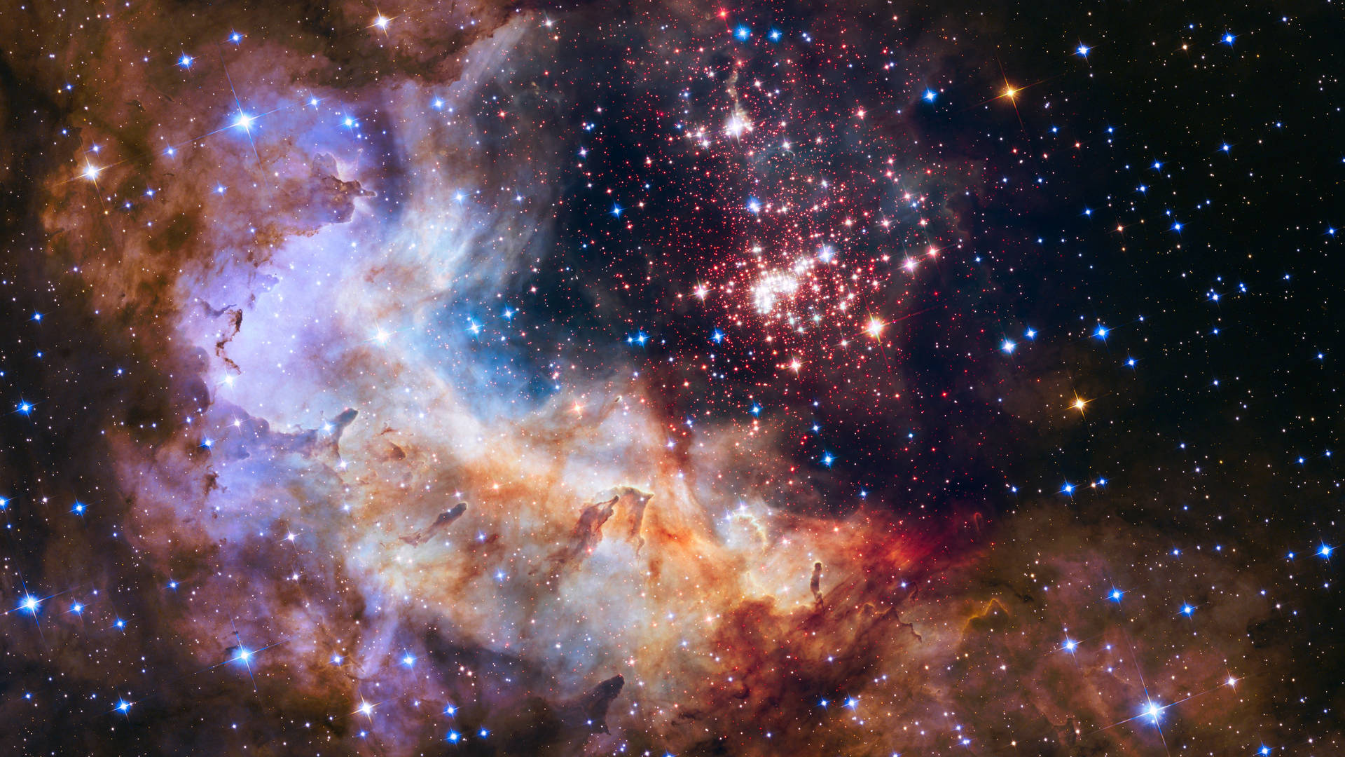 深空中充滿星星的彩色星雲