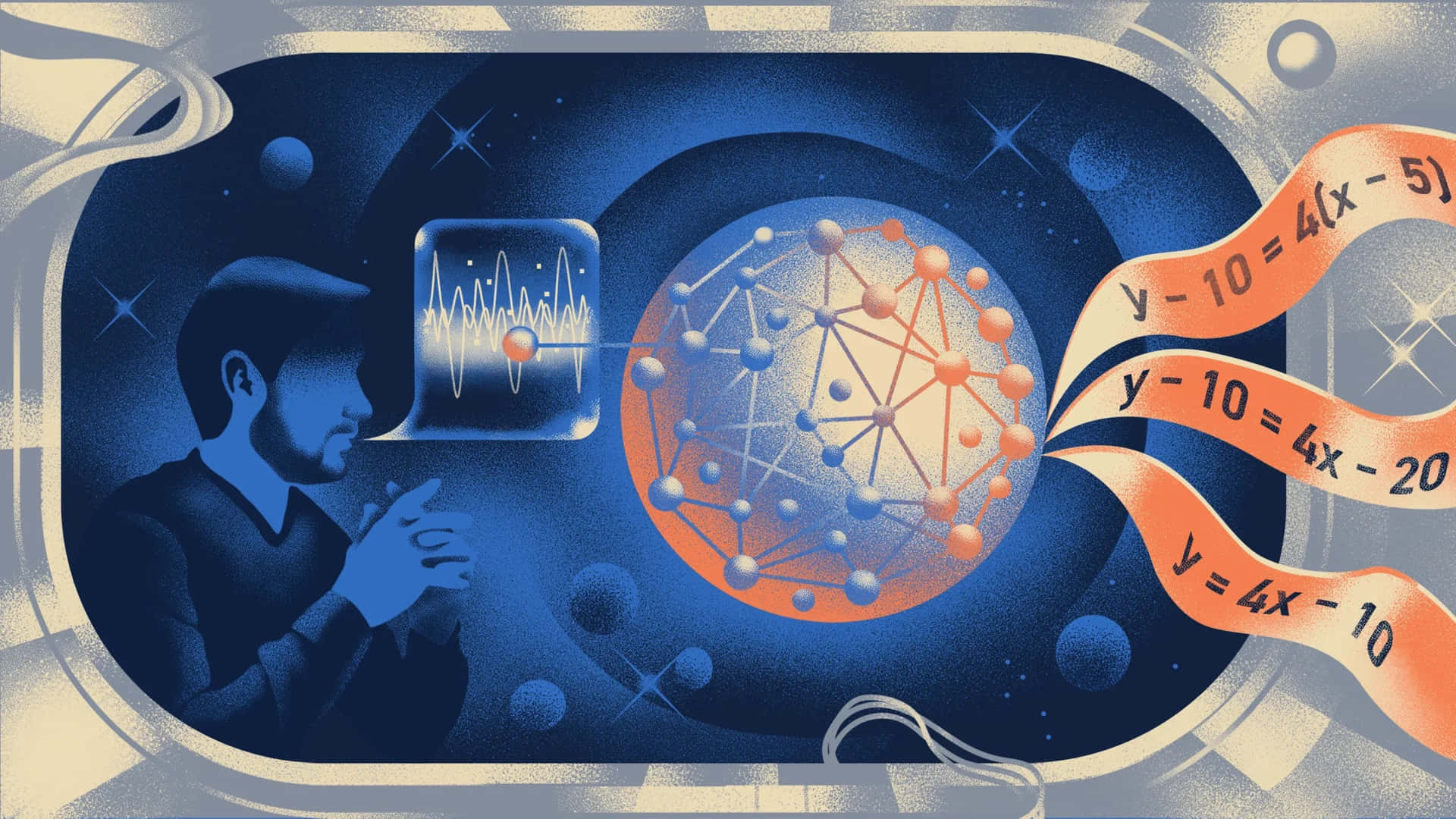 科學家在宇宙環境中研究神經網絡和數學方程式。