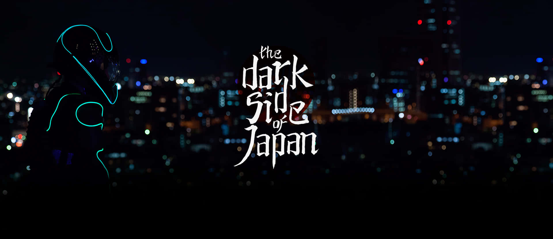 霓虹人物與東京夜景天際線及文字 the dark side of Japan