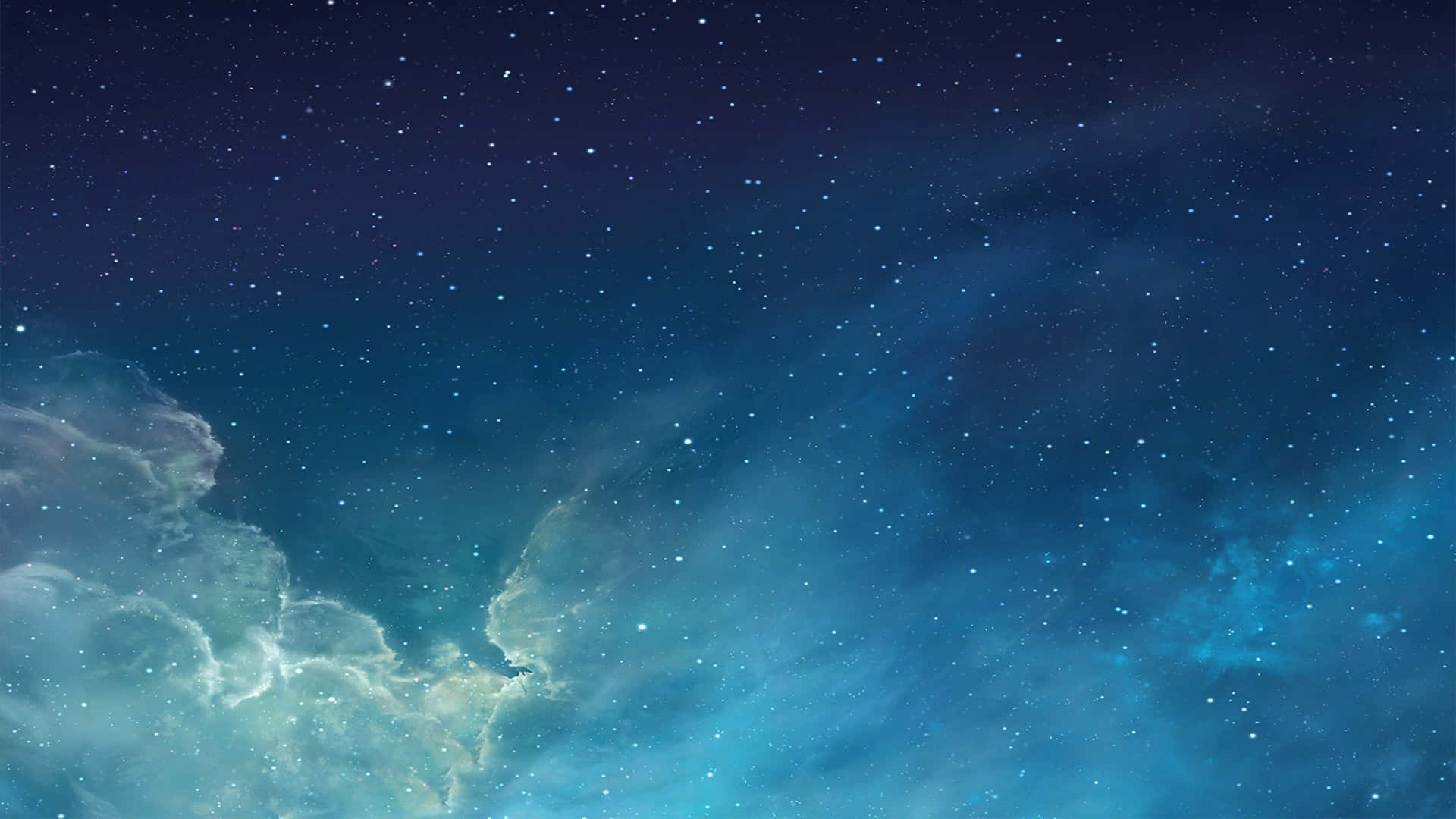 星空，有發光的藍色星雲和散落的星星。
