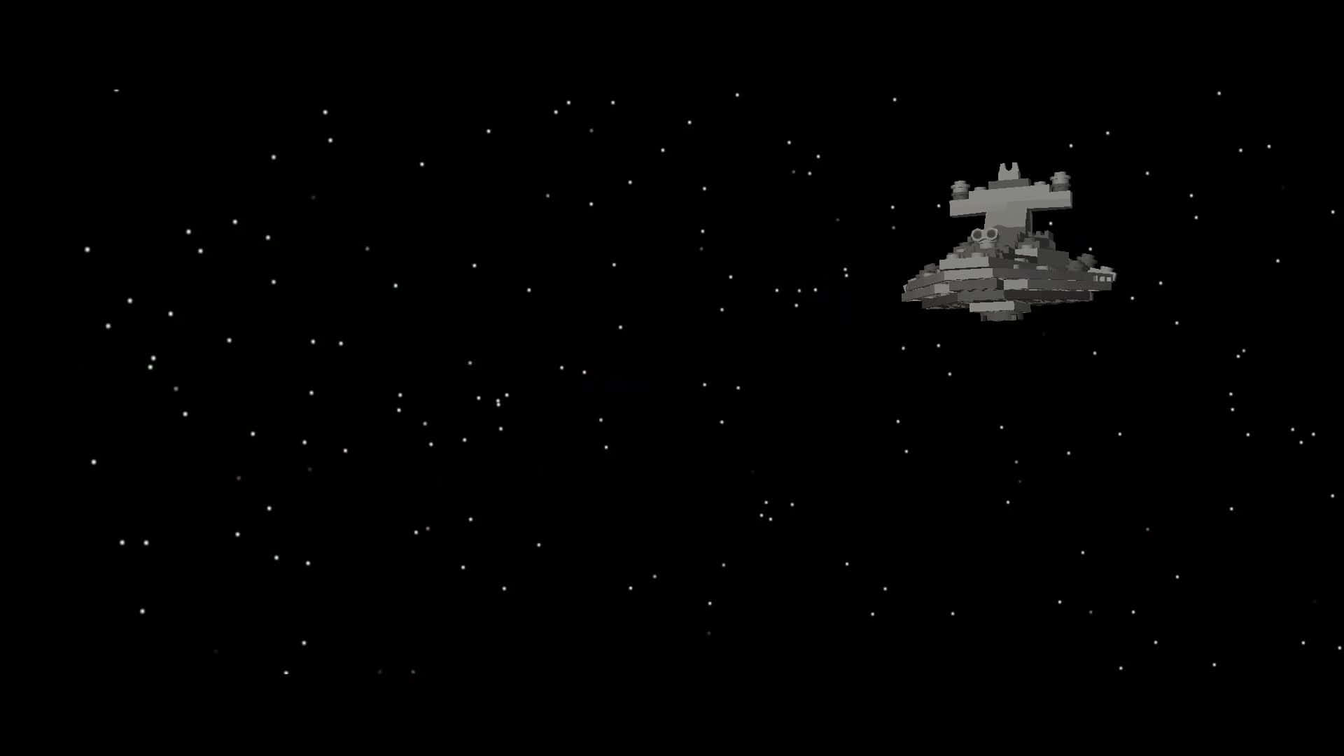 探索星際戰爭的壯麗銀河 壁紙 — 一艘像素化的星際毀滅者獨自航行在深空的星域中。