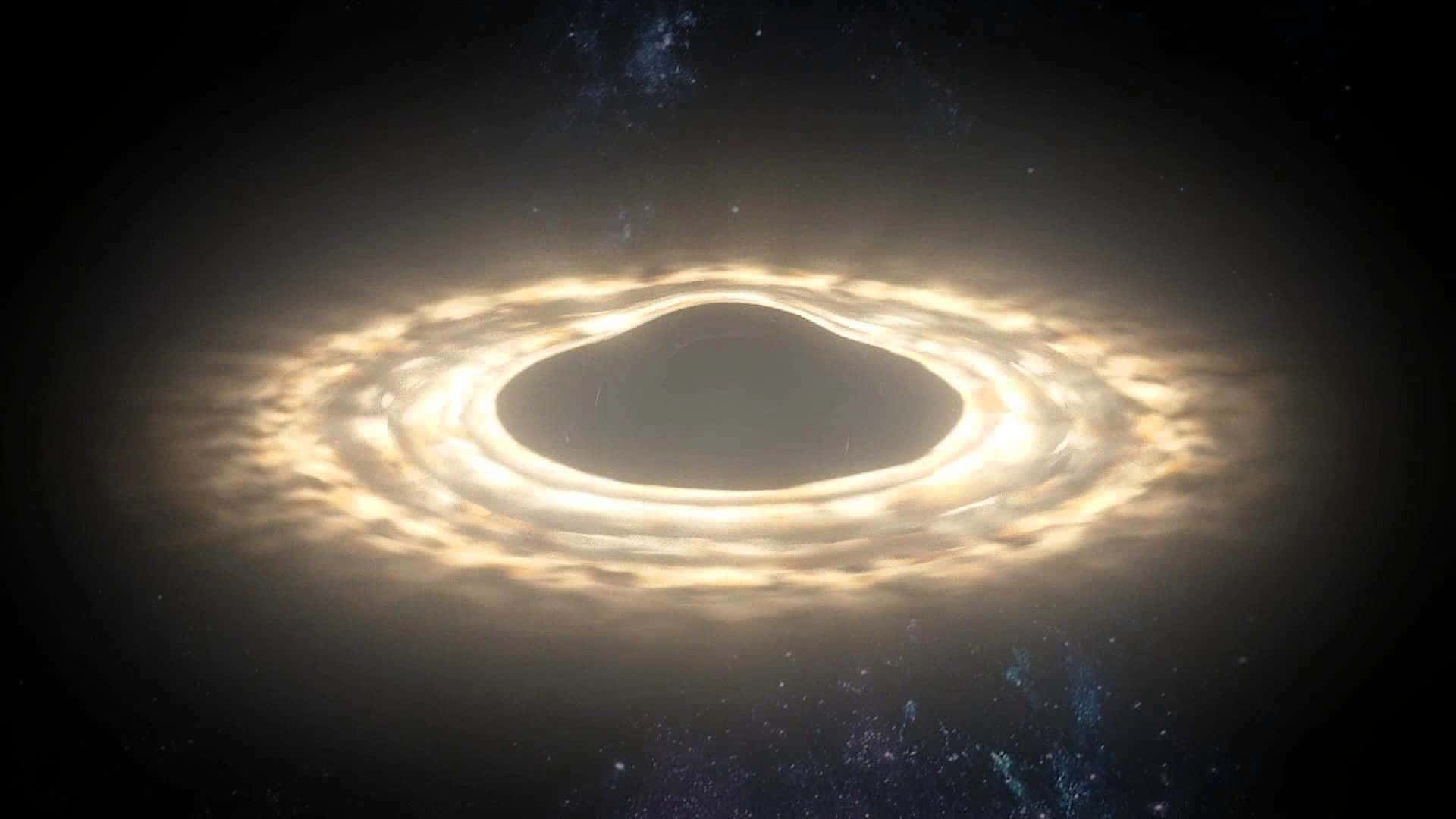 深空中帶有發光吸積盤的黑洞