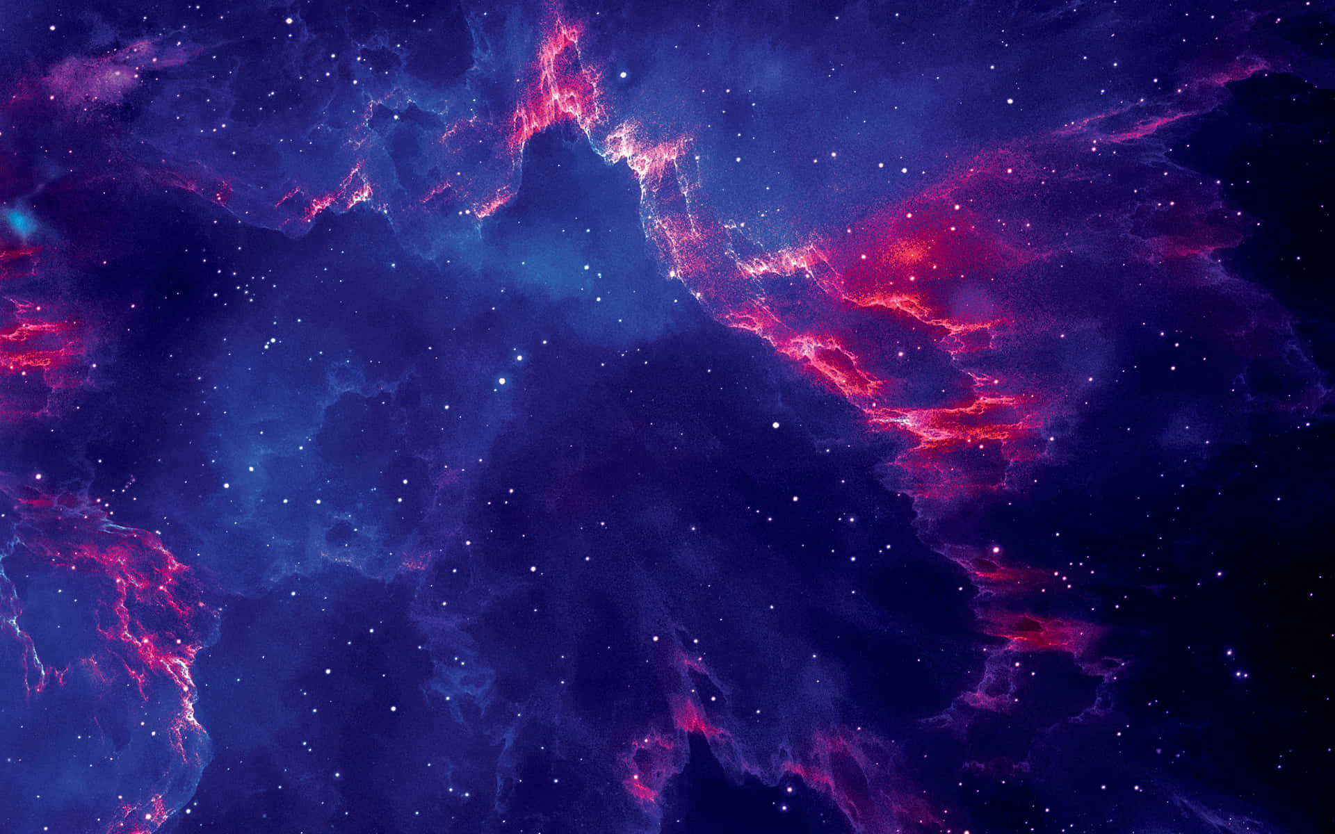 令人驚嘆的宇宙星雲，在深空中呈現粉紅和藍色的雲朵以及發光的星星。