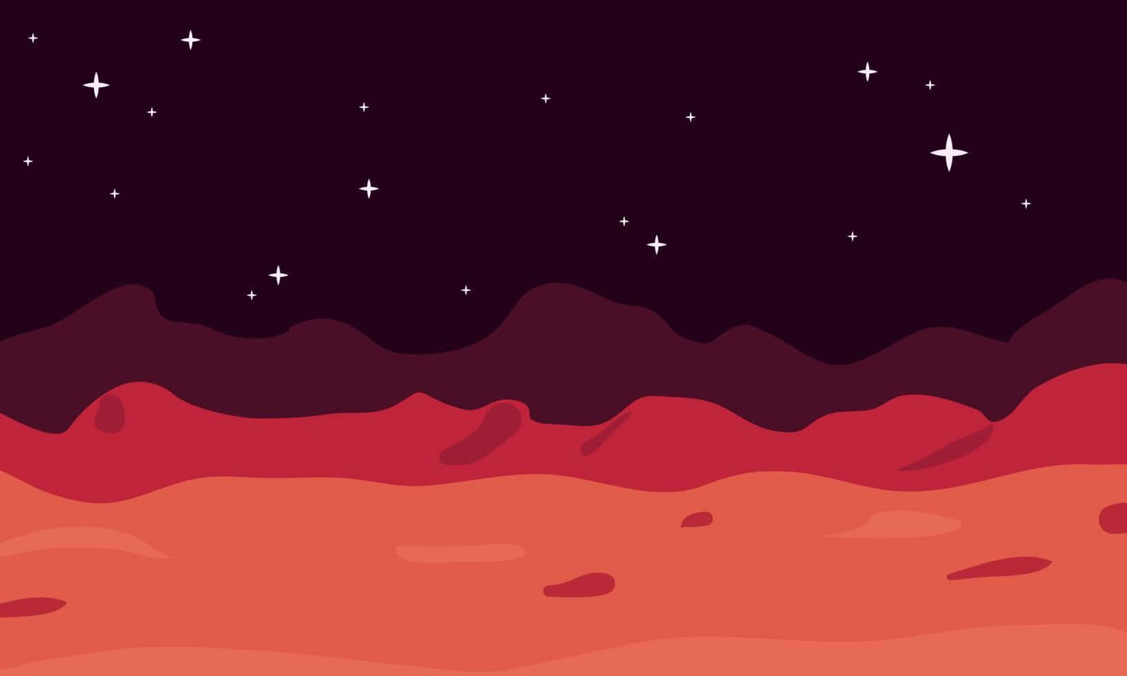 紅色外星行星在星空紫色天空下