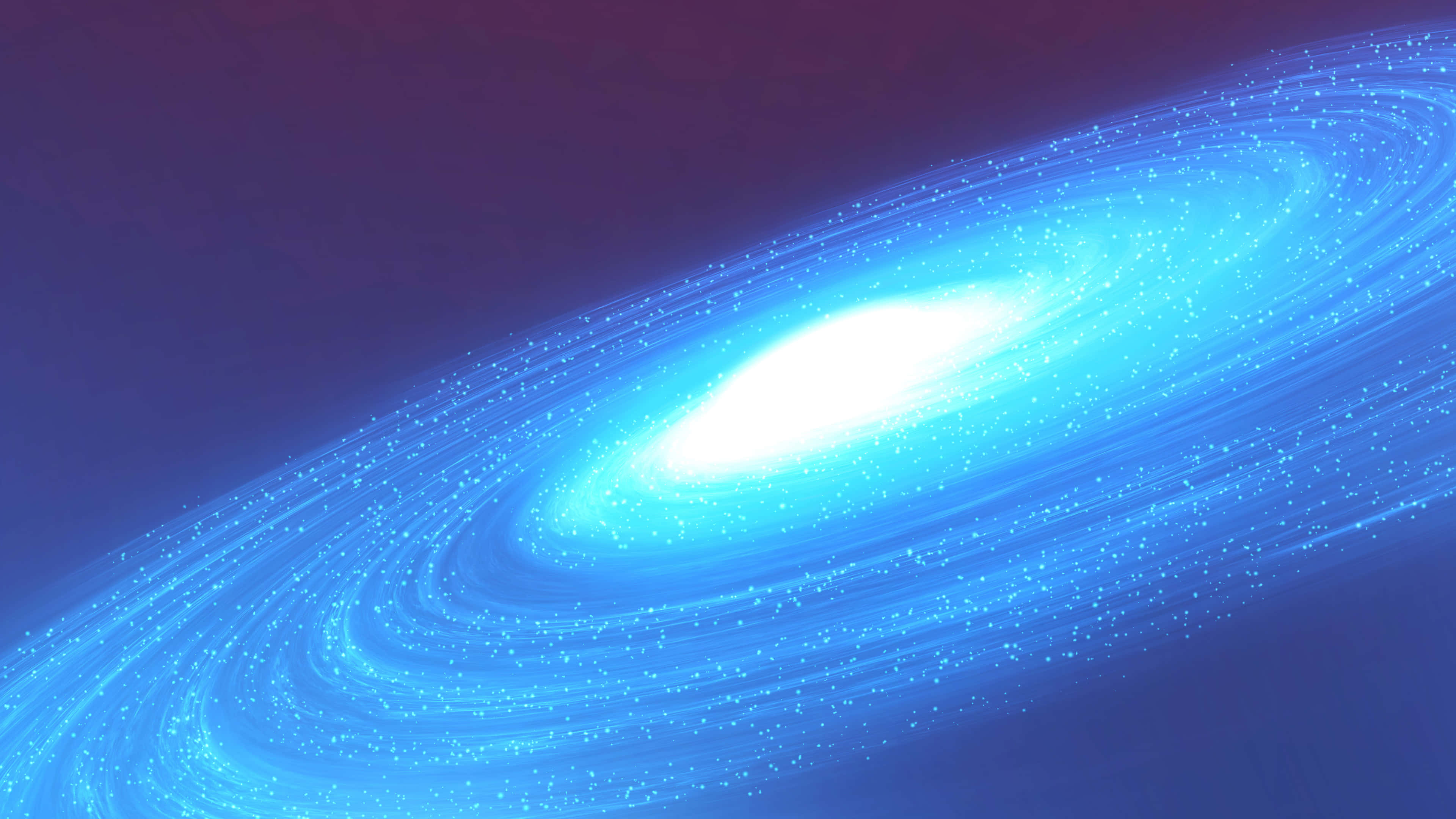 探索無垠的涼藍星系 壁紙 — 一個明亮的螺旋星系在深紫色宇宙背景下旋轉，閃爍著藍色光芒的星星。