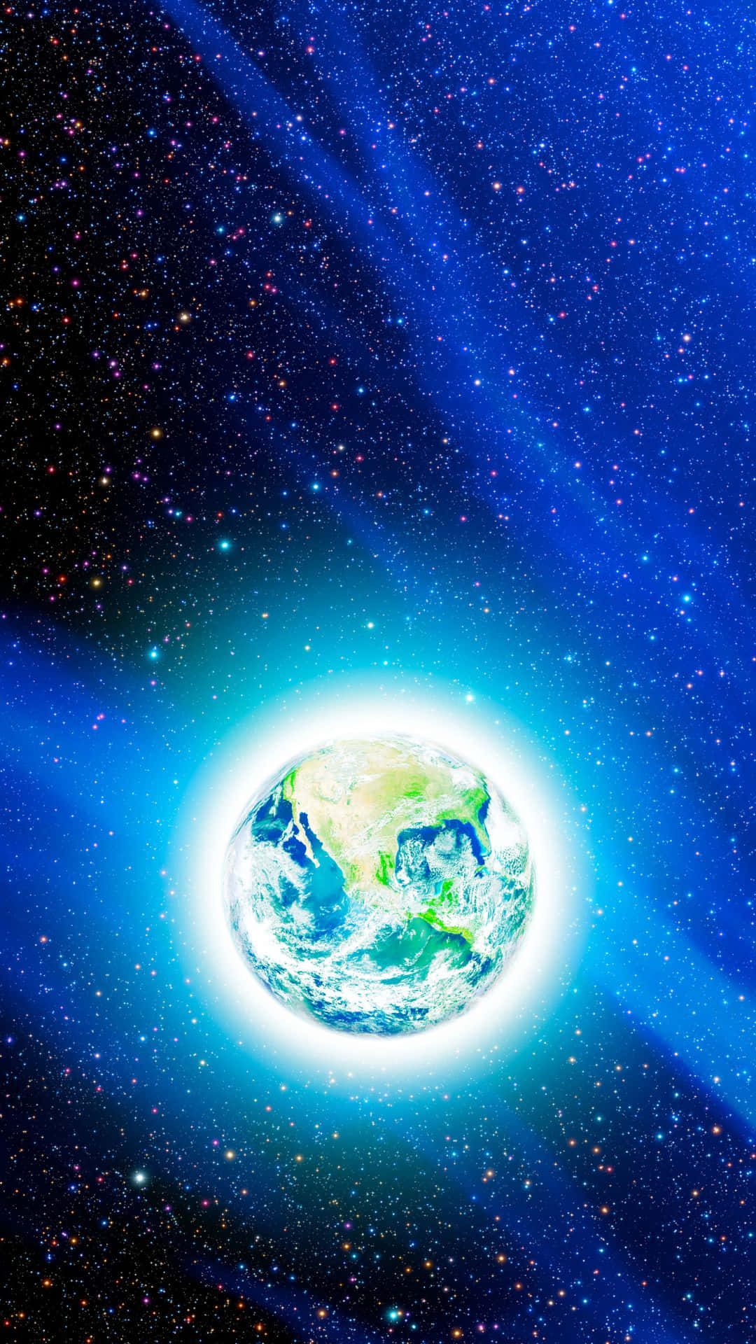 地球在星光璀璨的宇宙中散發光芒