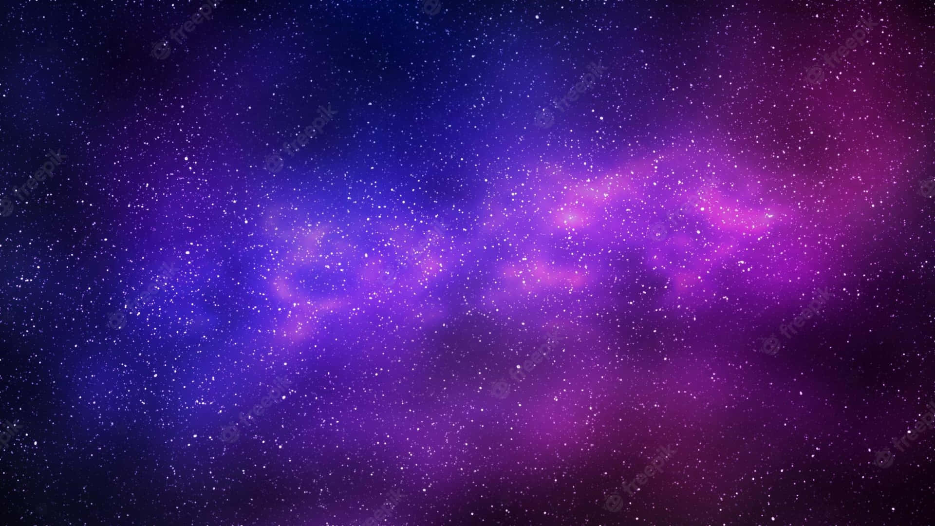 廣闊的紫色和藍色星雲，充滿了深空中閃爍的星星。
