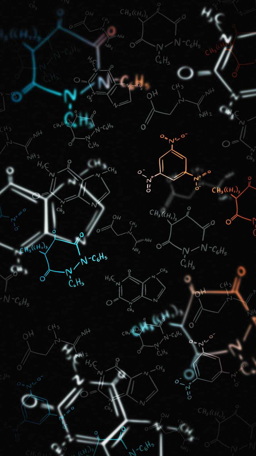 黑暗背景上的抽象發光分子式