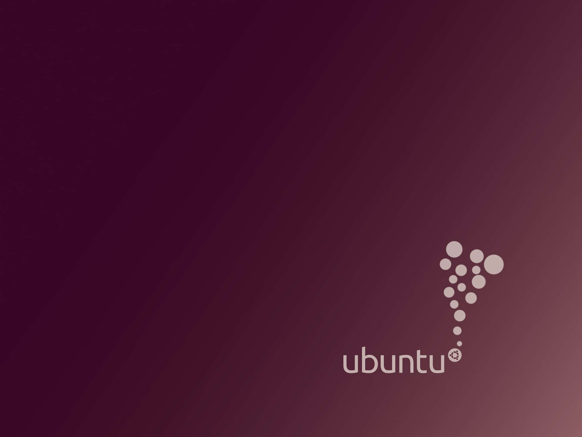 由白色圓點組成的 Ubuntu 標誌，置於紫色漸變背景上。