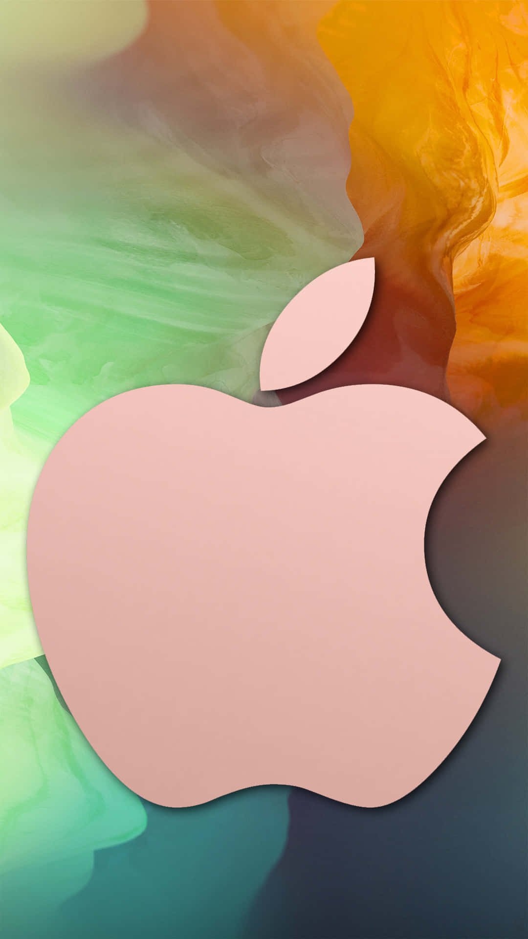 彩色抽象背景上的粉紅色Apple標誌