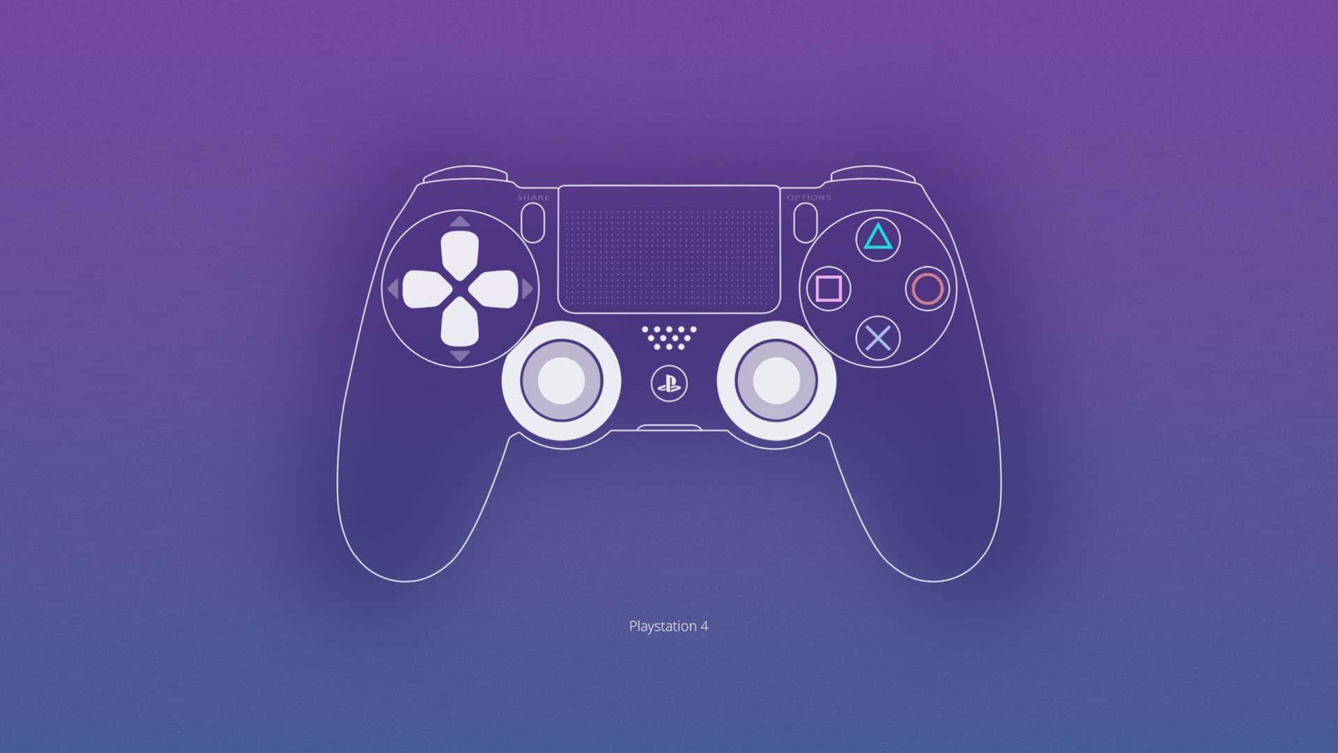 PlayStation 4 控制器輪廓 紫色藍色漸變背景