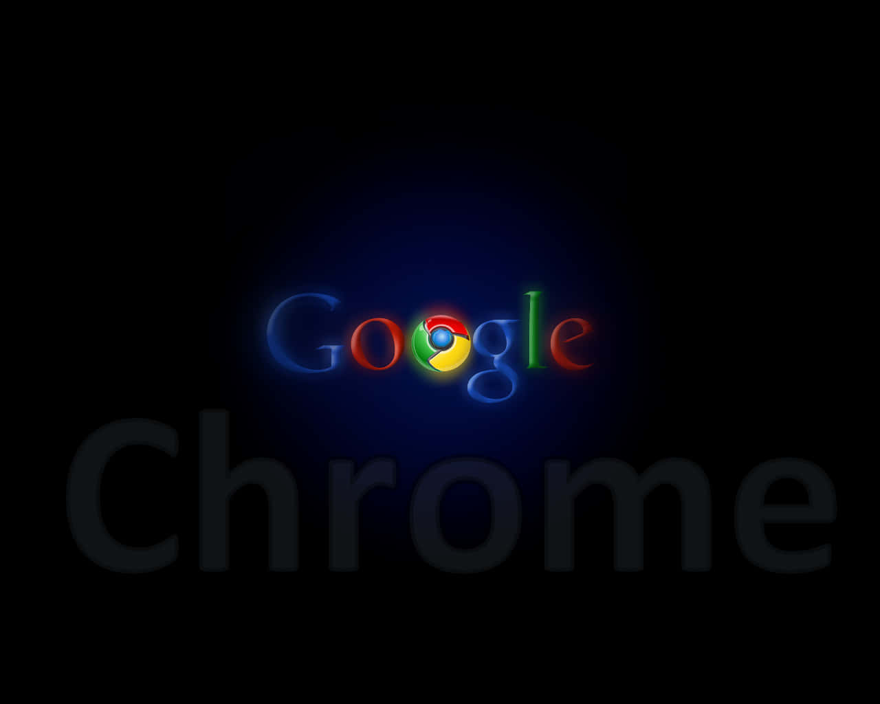 Google Chrome 標誌在深色背景上以彩色字母發光。