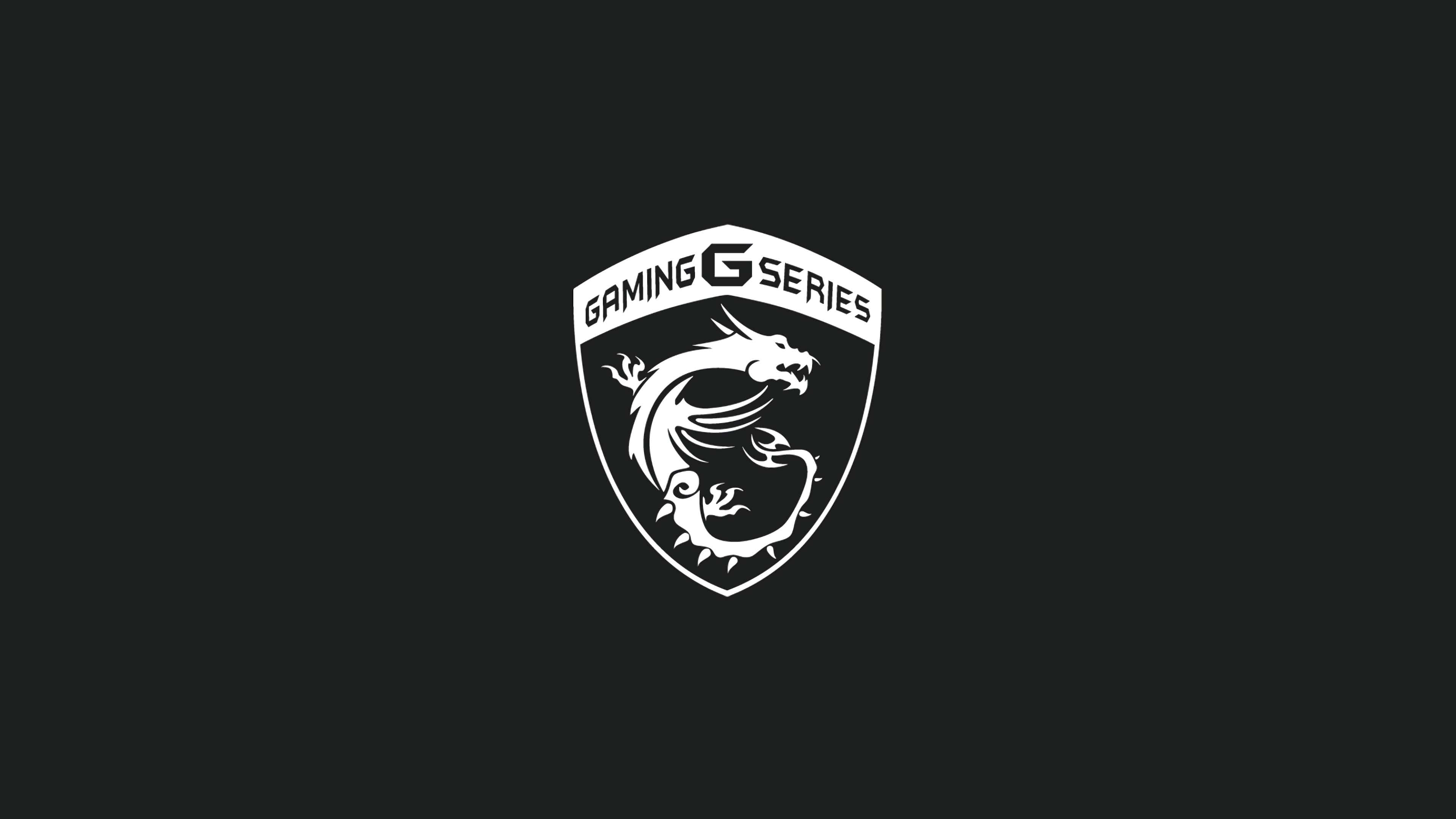 提升遊戲體驗 壁紙 — 一個鮮明的白色MSI Gaming G Series龍標誌居中在純黑色背景上。