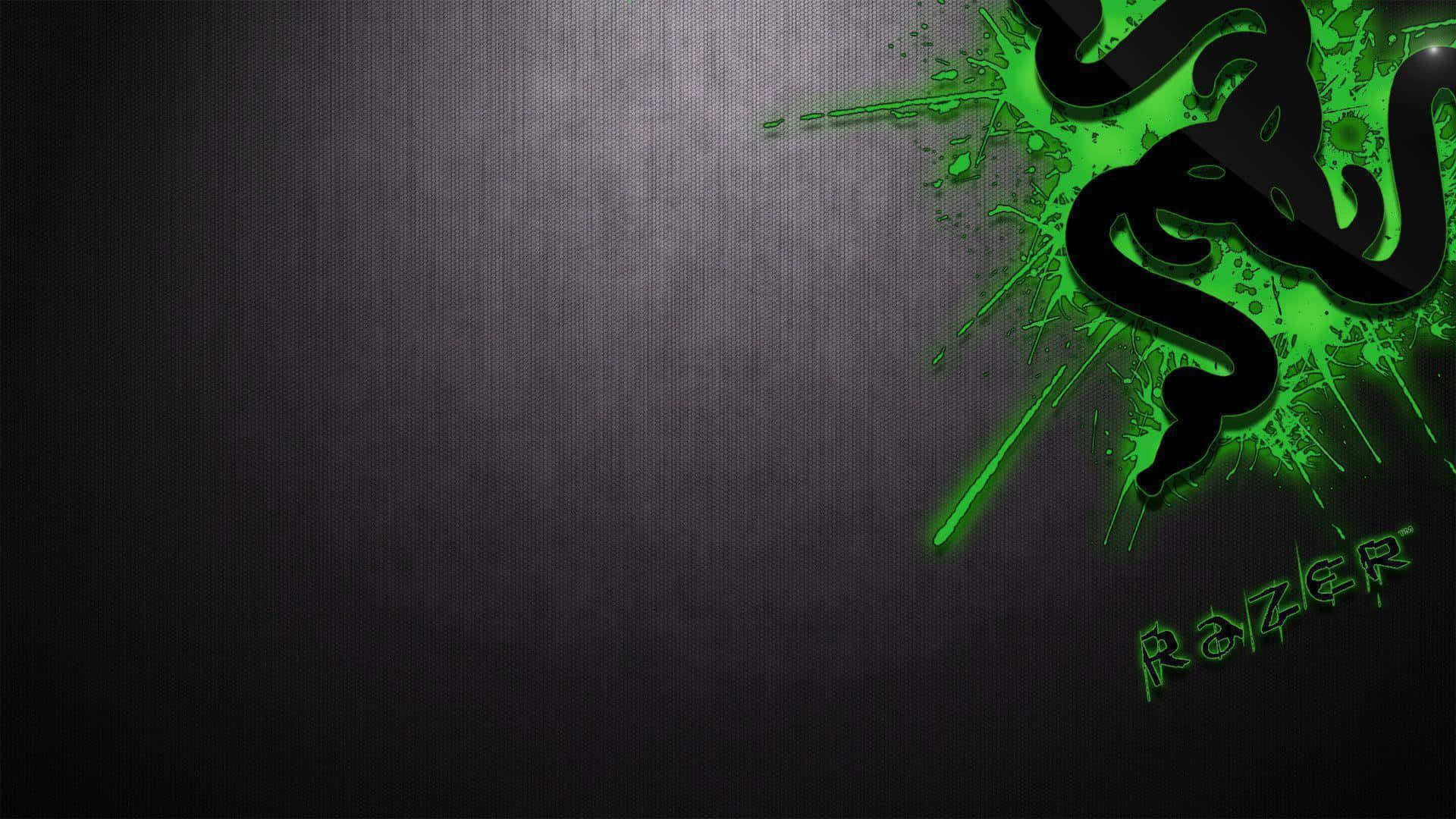 深色紋理背景上的發光綠色Razer標誌