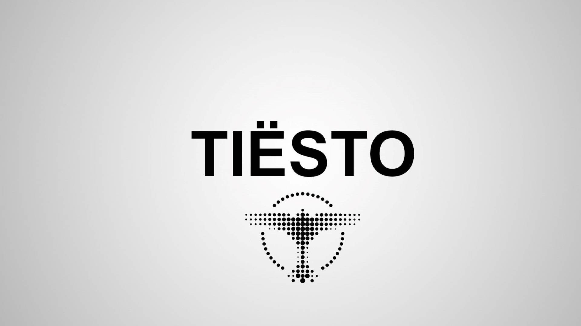 黑色 TIËSTO 文字與虛線標誌，淺灰色漸變背景