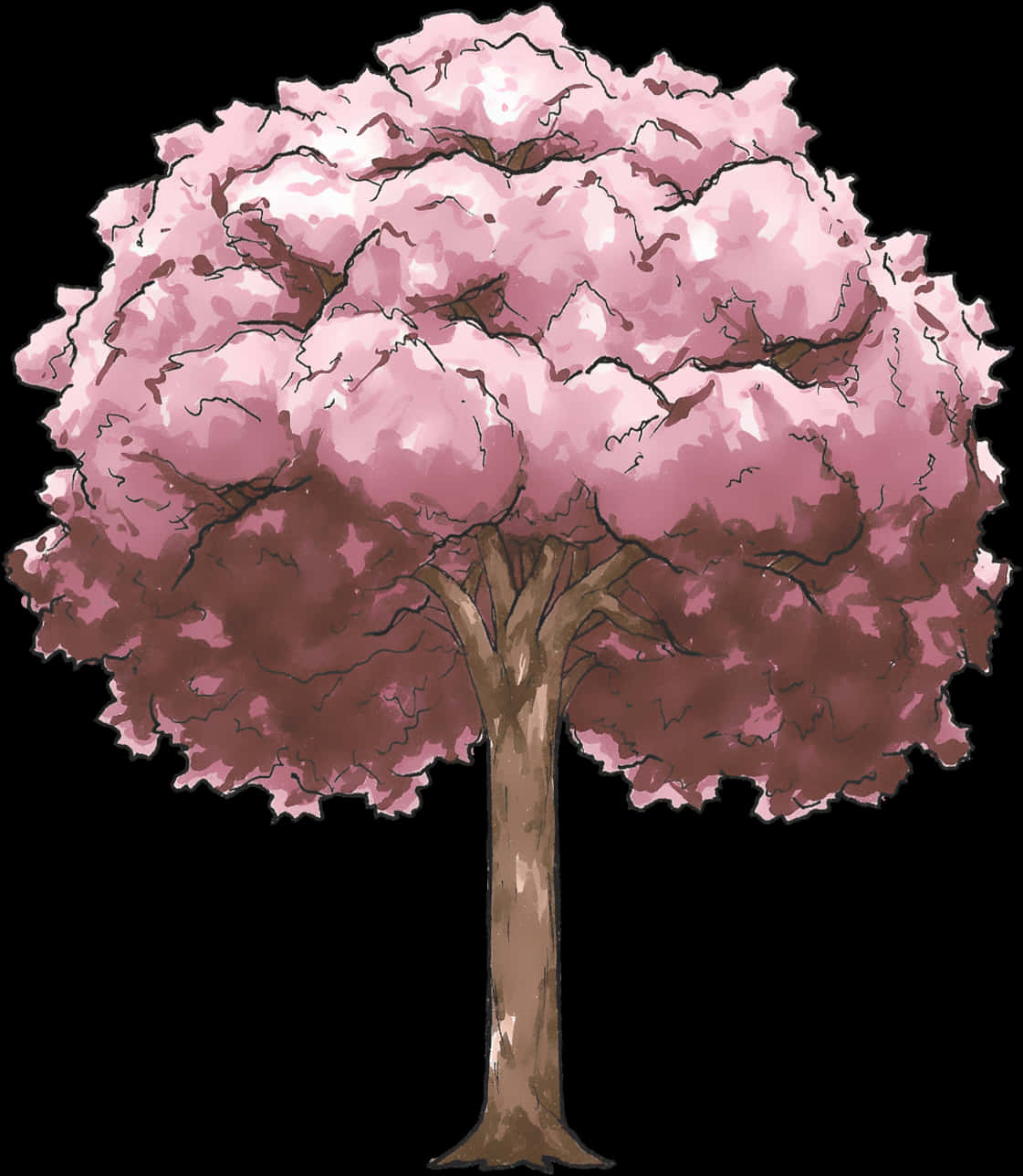 插畫櫻花樹 壁紙
