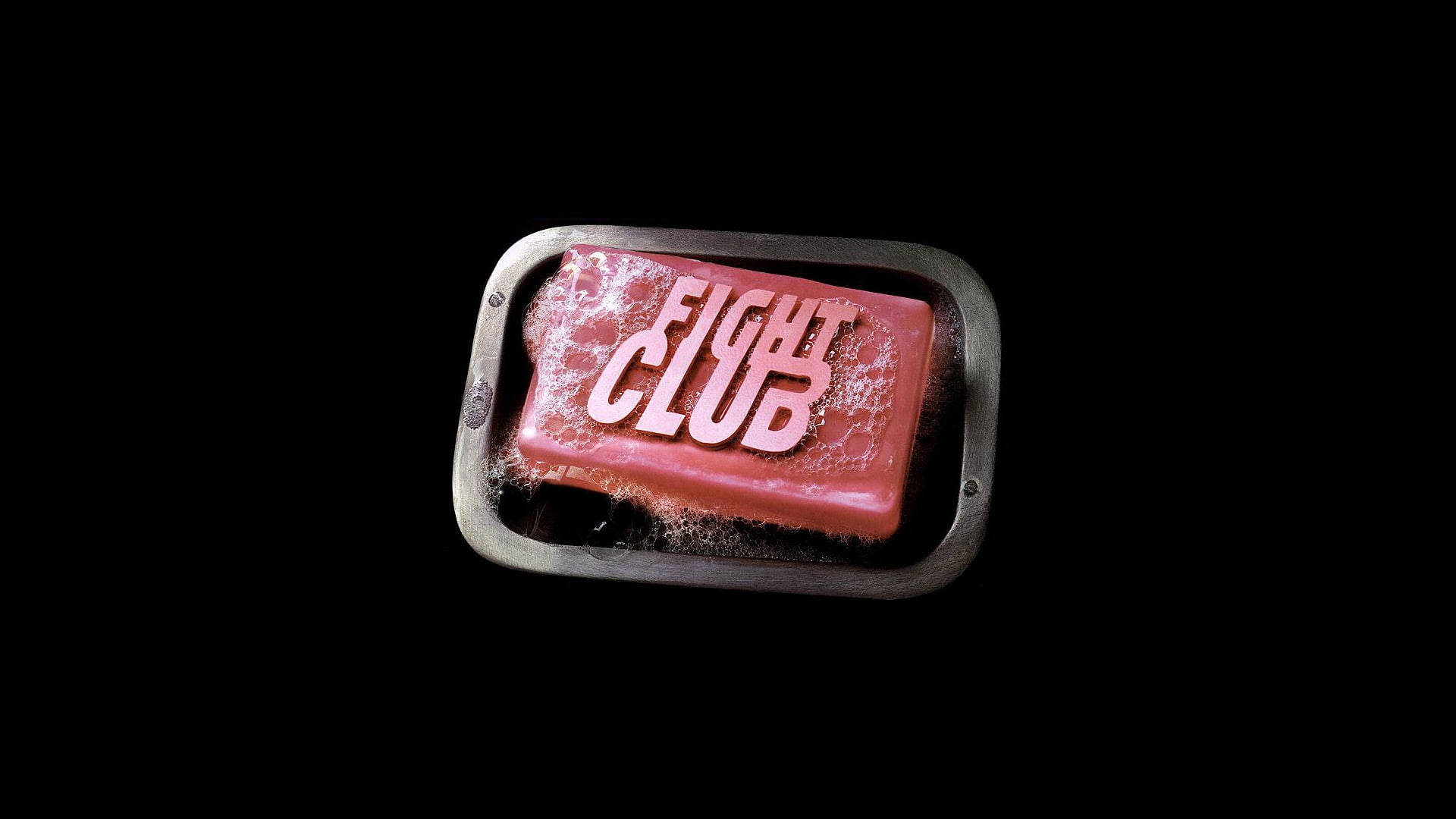 黑色背景金屬托盤上帶有Fight Club文字的紅色肥皂 — 俱樂部 壁紙