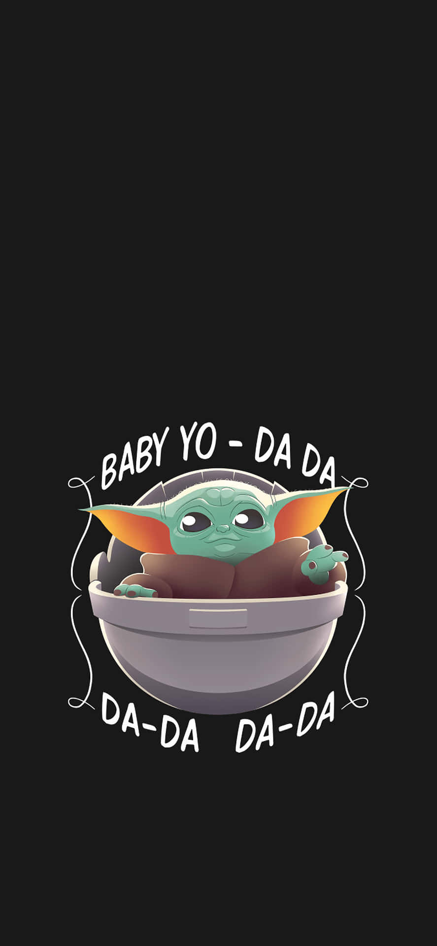 嬰兒尤達在莢中，文字寫著 baby yo da da da da — 寶寶尤達 壁紙