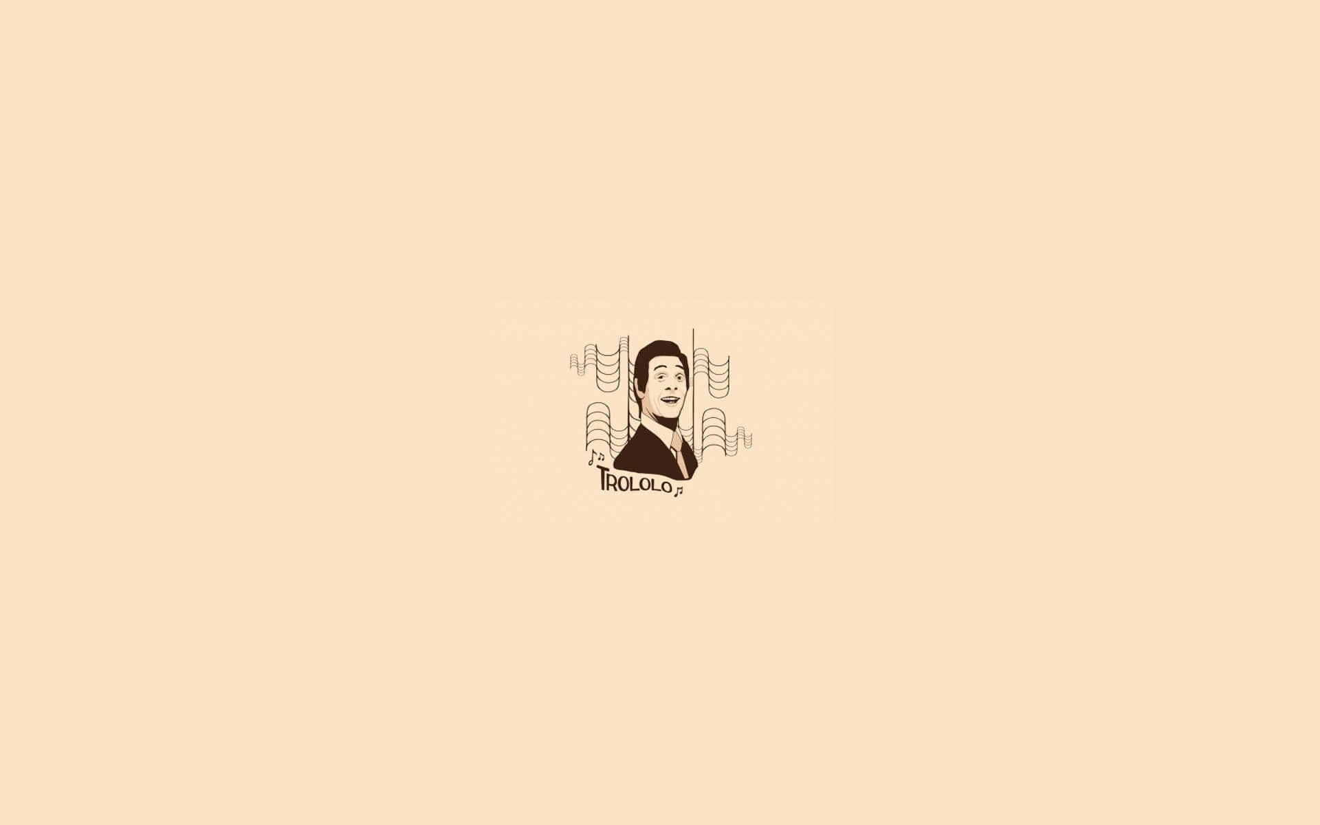 一個開心的插圖西裝男子，配有音符和'TROLOLO'文字。
