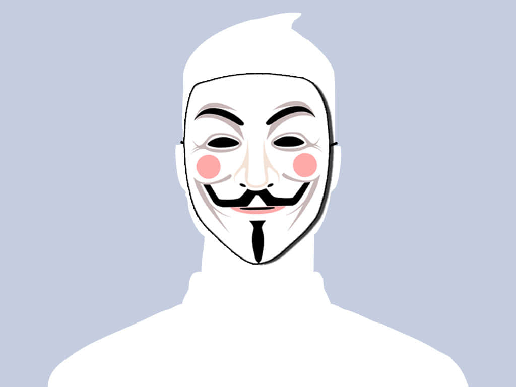 戴著白色蓋伊·福克斯面具，臉頰粉紅的人。