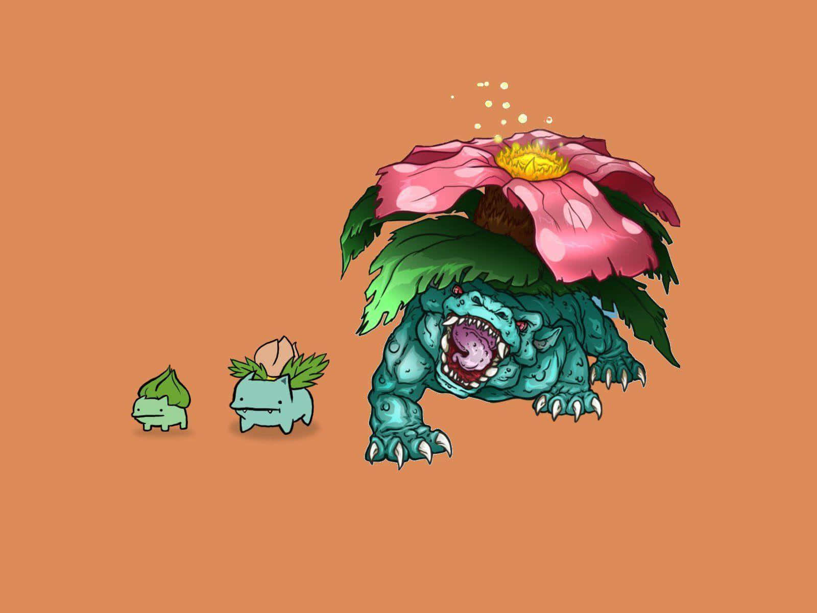 植物Pokémon從小型到大型的三個進化階段，帶有花朵頭部。